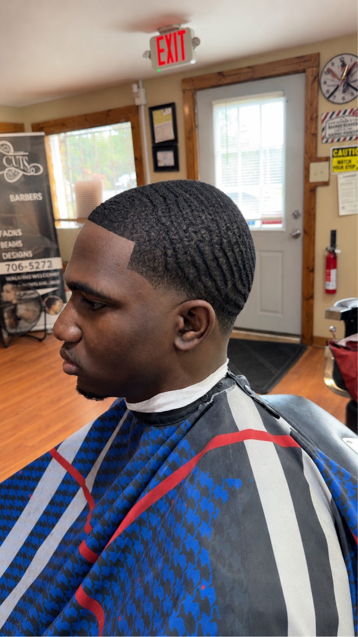 Waves cut with a sharp temple line